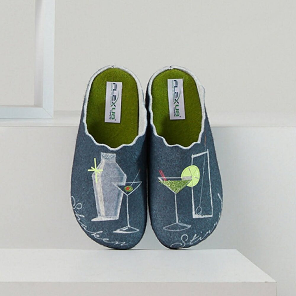 Martini Graphic Slippers | Cocktail Lover Gift | Navy | Indoor Outdoor | NWT - Picture 2 of 8